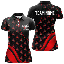 Load image into Gallery viewer, Custom Red Flame Bowling Shirts For Women, Personalized Team Bowling Shirts IPHW6958