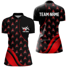 Load image into Gallery viewer, Custom Red Flame Bowling Shirts For Women, Personalized Team Bowling Shirts IPHW6958