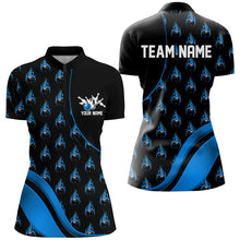 Load image into Gallery viewer, Custom Blue Flame Bowling Shirts For Women, Personalized Team Bowling Shirts IPHW6959
