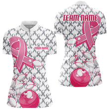 Load image into Gallery viewer, Custom Pink Ribbon Breast Cancer Bowling Shirts For Women, Breast Cancer Bowling Jersey IPHW7512