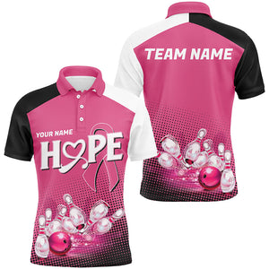 Custom Pink Ribbon Breast Cancer Bowling Shirts For Men, Hope Bowling Team Jerseys IPHW7514