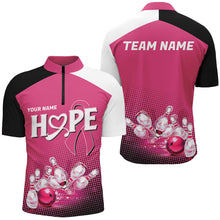 Load image into Gallery viewer, Custom Pink Ribbon Breast Cancer Bowling Shirts For Men, Hope Bowling Team Jerseys IPHW7514