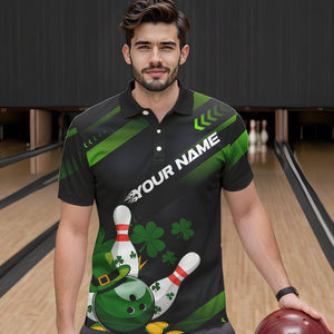Custom St Patricks Day Bowling Jerseys, Saint Paddy Days Bowling Team Polo Shirts For Men IPHW8600