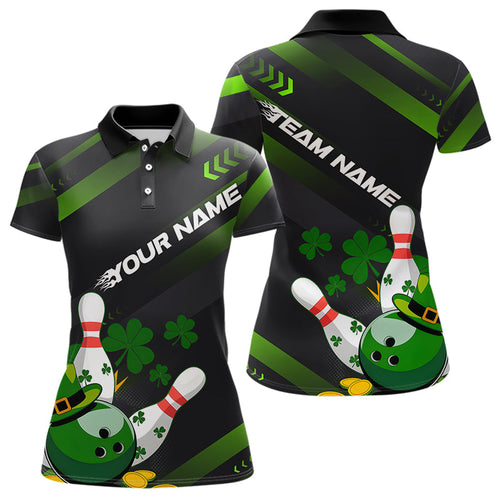 Custom St Patricks Day Bowling Jerseys, Saint Paddy Days Bowling Team Polo Shirts For Women IPHW8600
