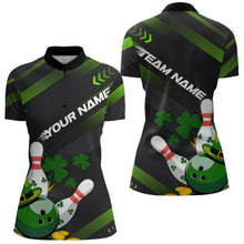Load image into Gallery viewer, Custom St Patricks Day Bowling Jerseys, Saint Paddy Bowling Team Womens Quarter-Zip Shirts IPHW8600