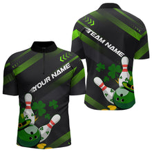 Load image into Gallery viewer, Custom St Patricks Day Bowling Jerseys, Saint Paddy Days Bowling Team Quarter-Zip Shirts For Men IPHW8600