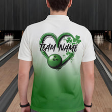 Load image into Gallery viewer, Custom Heart St Patricks Day Bowling Polo Shirts For Men, Lucky Shamprock Bowling Team Shirt IPHW8601