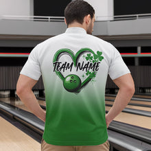 Load image into Gallery viewer, Custom Heart St Patricks Day Bowling Quarter-Zip Shirts For Men, Lucky Shamprock Bowling Team Shirt IPHW8601