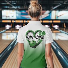 Load image into Gallery viewer, Custom Heart St Patricks Day Bowling Quarter-Zip Shirts For Women, Lucky Bowling Shirt IPHW8601