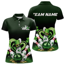 Load image into Gallery viewer, Custom Lucky St Patricks Bowling Womens Polo Shirts, Saint Paddys Shamprock Bowling Outfits IPHW8602