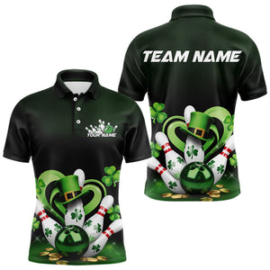 Custom Lucky St Patricks Bowling Polo Shirts For Men, Saint Paddys Shamprock Bowling Outfits IPHW8602