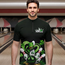 Load image into Gallery viewer, Custom Lucky St Patricks Bowling Quarter-Zip Shirts For Men, Saint Paddys Shamprock Bowling Outfits IPHW8602