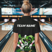 Load image into Gallery viewer, Custom Lucky St Patricks Bowling Womens Quarter-Zip Shirts, Shamprock Bowling Outfits IPHW8602