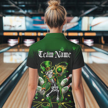 Load image into Gallery viewer, Custom St Patricks Day Leprechaun Skull Bowling Team Polo Shirt, Bowling Tournament Outfits IPHW8604