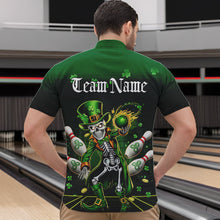 Load image into Gallery viewer, Custom St Patricks Day Leprechaun Skull Bowling Team Quarter-Zip Shirts, Bowling Tournament Outfits IPHW8604