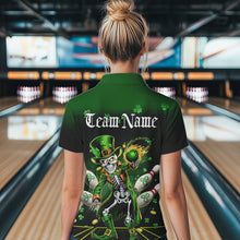 Load image into Gallery viewer, Custom St Patricks Day Leprechaun Skull Bowling Team Quarter-Zip Shirts, Bowling Outfits IPHW8604