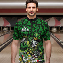 Load image into Gallery viewer, Custom Funny Saint Patricks Day Skull And Beer Bowling Quarter-Zip Shirt For Men, Lucky Team Shirt IPHW8607