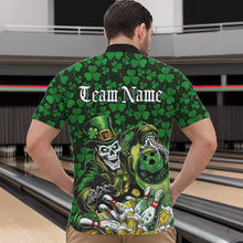 Load image into Gallery viewer, Custom Funny Saint Patricks Day Skull And Beer Bowling Quarter-Zip Shirt For Men, Lucky Team Shirt IPHW8607