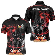 Load image into Gallery viewer, Custom Black And Red Flame Dragon Bowling Team Men Polo Shirts, Bowling League Shirt IPHW8911