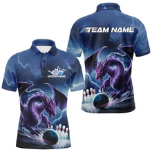 Load image into Gallery viewer, Custom Blue Thunder Lightning Purple Dragon Bowling Team Men Polo Shirts, Bowlers Outfit IPHW8915