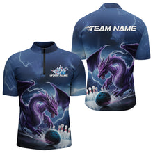 Load image into Gallery viewer, Custom Blue Thunder Lightning Purple Dragon Bowling Team Men Quarter-Zip Shirts, Bowlers Outfit IPHW8915