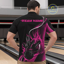 Load image into Gallery viewer, Custom Pink Flame Bowling Men Jerseys, Bowling Team League Shirt Bowlers Jerseys IPHW11298