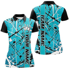 Load image into Gallery viewer, Blue Camo Custom Bowling Team Shirts For Women, Bowling Tournament Jerseys For Bowlers IPHW6614