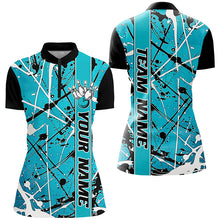 Load image into Gallery viewer, Blue Camo Custom Bowling Team Shirts For Women, Bowling Tournament Jerseys For Bowlers IPHW6614