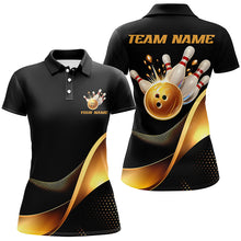 Load image into Gallery viewer, Black And Gold Bowling Ball And Pins Custom Bowling Shirts Bowling Team Tournament Jerseys IPHW6615