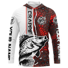 Load image into Gallery viewer, Crappie Fishing Red Camo Long Sleeve Fishing Shirts With Custom Name, Crappie 3D Fishing Jerseys IPHW6619