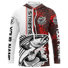 Load image into Gallery viewer, Striped Bass Fishing Red Camo Long Sleeve Fishing Shirts With Custom Name, Striper Fishing Jerseys IPHW6620