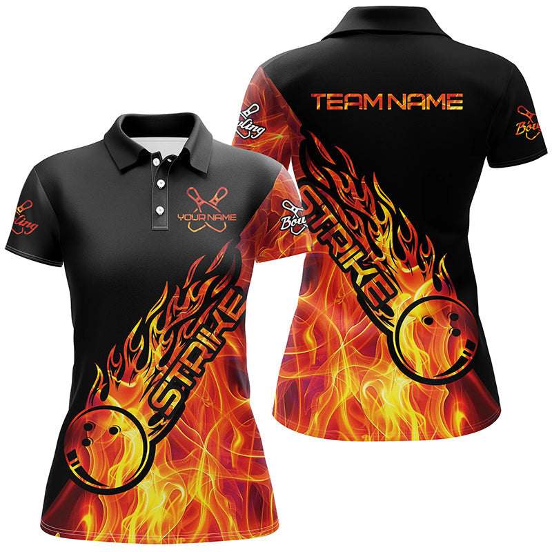 Custom Flame Bowling Shirts For Women, Bowling Team Shirts Bowling Strike IPHW7154