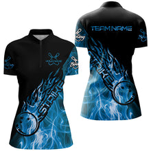 Load image into Gallery viewer, Custom Blue Flame Bowling Shirts For Women, Bowling Team Shirts Bowling Strike IPHW7155