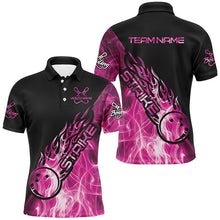 Load image into Gallery viewer, Custom Pink Flame Bowling Shirts For Men, Bowling Team Shirts Bowling Strike IPHW7156