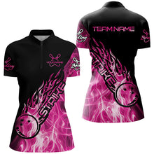 Load image into Gallery viewer, Custom Pink Flame Bowling Shirts For Women, Bowling Team Shirts Bowling Strike IPHW7156