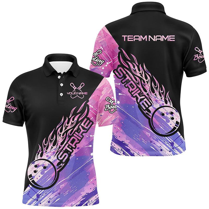 Pink And Purple Custom Bowling Shirts For Men, Bowling Team Shirts Bowling Strike IPHW7157