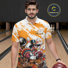 Load image into Gallery viewer, Custom Yellow Turkey Bowling Men Polo Shirts, Funny Thanksgiving Bowling Team Shirts IPHW9717