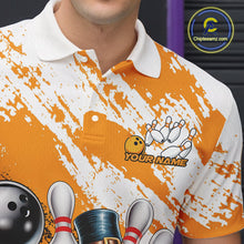 Load image into Gallery viewer, Custom Yellow Turkey Bowling Men Polo Shirts, Funny Thanksgiving Bowling Team Shirts IPHW9717