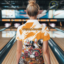 Load image into Gallery viewer, Custom Yellow Turkey Bowling Women Polo Shirts, Funny Thanksgiving Bowling Team Shirts IPHW9717