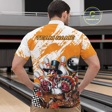 Load image into Gallery viewer, Custom Yellow Turkey Bowling Men Quarter-Zip Shirts, Funny Thanksgiving Bowling Team Shirts IPHW9717