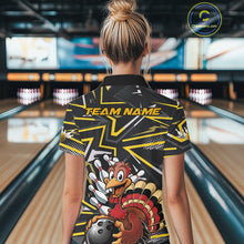 Load image into Gallery viewer, Custom Funny Turkey Bowling Jerseys, Yellow Thanksgiving Bowling Team Women Polo Shirt IPHW9722