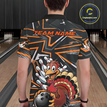 Load image into Gallery viewer, Custom Funny Turkey Bowling Jerseys, Orange Thanksgiving Bowling Team Men Polo Shirt IPHW9723