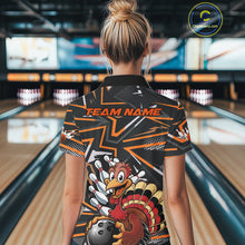 Load image into Gallery viewer, Custom Funny Turkey Bowling Jerseys, Orange Thanksgiving Bowling Team Women Polo Shirt IPHW9723