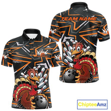 Load image into Gallery viewer, Custom Funny Turkey Bowling Jerseys, Orange Thanksgiving Bowling Team Men Polo Shirt IPHW9723