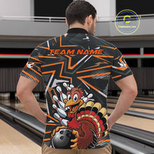 Load image into Gallery viewer, Custom Funny Turkey Bowling Jerseys, Orange Thanksgiving Bowling Team Men Quarter-Zip Shirt IPHW9723