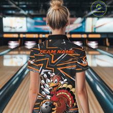 Load image into Gallery viewer, Custom Funny Turkey Bowling Jerseys, Orange Thanksgiving Bowling Women Quarter-Zip Shirt IPHW9723