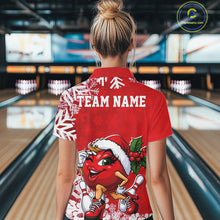 Load image into Gallery viewer, Custom Cute Funny Ladies Christmas Bowling Quarter-Zip Shirts, Women Team Xmas Outfit IPHW10138