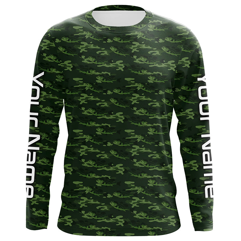 Largemouth Bass Fishing Camo Custom Long Sleeve Fishing Shirts, Bass Tournament Shirt IPHW5781