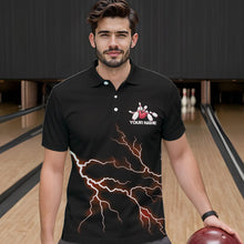 Load image into Gallery viewer, Red Thunder Lightning Bowling Wings Custom Bowling Team Polo Shirts For Men IPHW8394