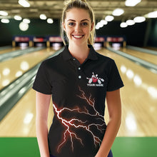 Load image into Gallery viewer, Red Thunder Lightning Bowling Wings Custom Bowling Team Polo Shirts For Women IPHW8394